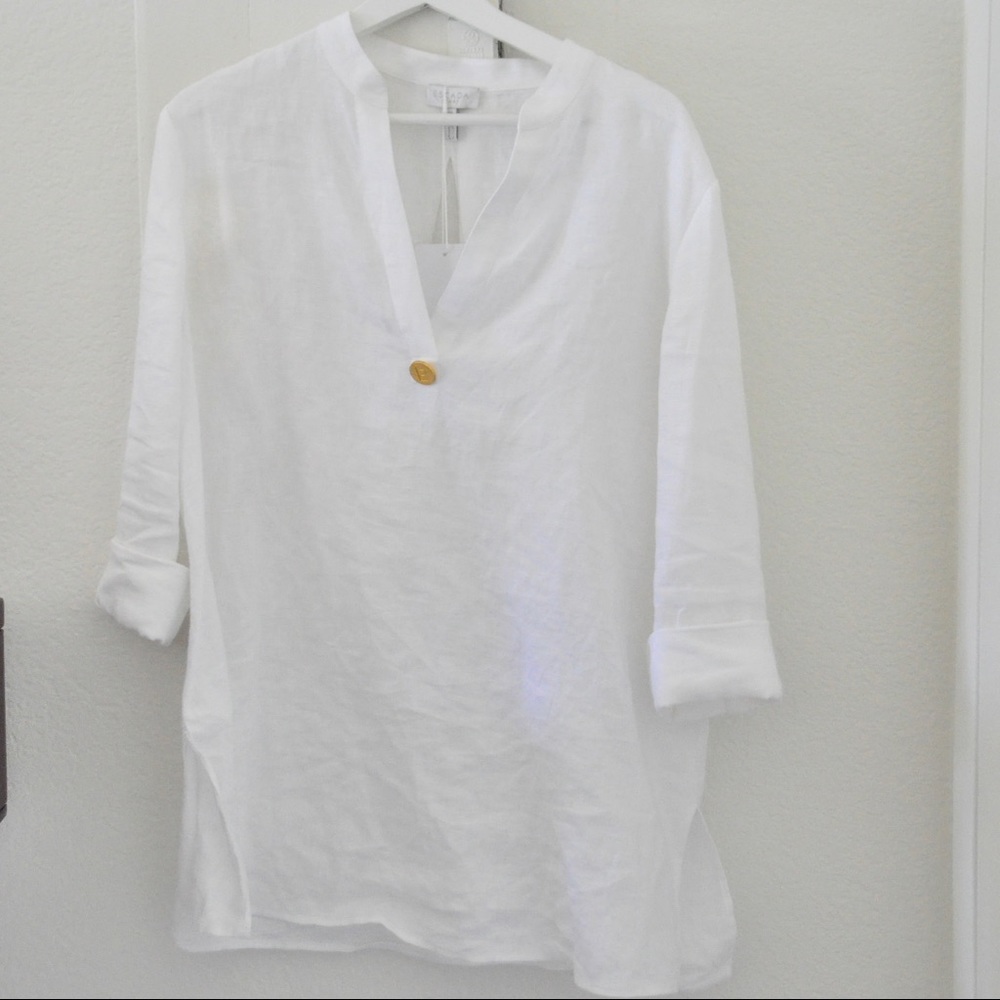 Escada White Neachysi Linen Top